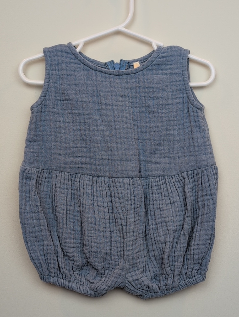 Bloom Blue Muslin Double Gauze Baby Romper, NO SIZE TAG
